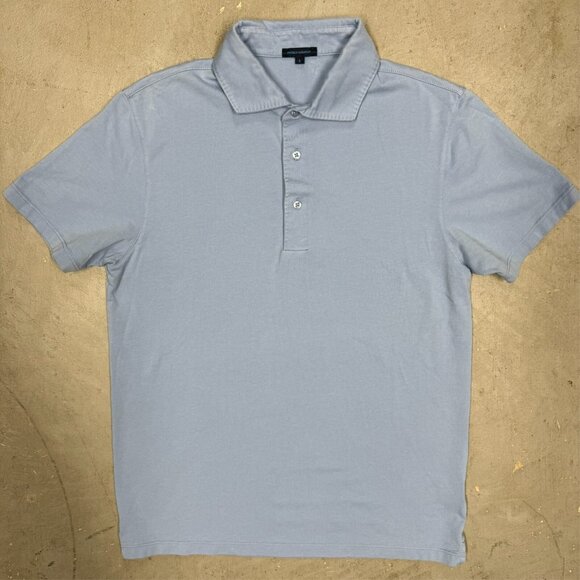 Patrick Assaraf Pima Cotton Polo Shirt Stretch Fabric Made in Peru Blue Small - Picture 2 of 7